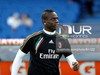 Rome, Italy - 25th Apr, 2014. Balotelli during Football / Soccer Italian Serie A match between AS Roma and AC Milan at Stadio Olimpico in Ro...