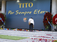 26/04/2014 Barcelona - Camp Nou Stadium. Memorial in honour of Tito Vilanova, trainer of FC Barcelona, who died on april 25 at Quiron Clinic...