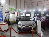 Japanese car maker Toyota Hybrid Electric vehicle are on display at Global Investors Meet 2022, in Bangalore, India, 02 November, 2022.  (