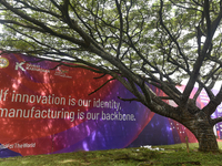 A billboard of Global Investors Meet 2022 is seen in Bangalore, India, 03 November, 2022.  (