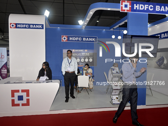 HDFC Bank stall is seen at Global Investors Meet 2022 in Bangalore, 03 November, 2022. (