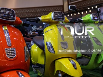 Electric motorcycles is pictured during the Indonesia Motorcycle Show Exhibition in Jakarta, Indonesia, November 3, 2022. Indonesia is now m...