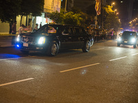 President Barack Obama's motorcade drives pass during his Malaysia visit in Kuala Lumpur, Malaysia, Saturday, April 26, 2014.(