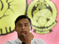 Malaysia's captain Aidil Zafuan gestures during the Philippines vs Malaysia press conference held in Cebu on April 26, 2014.  (