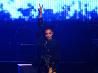 U.S. singer Tinashe performs on stage during an Our Future is Now pre-election rally at Franklin Music Hall, in Philadelphia, PA, USA on Nov...
