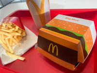 A tray with Big Mac, french fries and Coca-Cola is seen on a table in this illustration photo taken in McDonald's restaurant in Krakow, Pola...