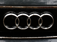 Audi emblem is seen on the car in Krakow, Poland on November 10, 2022. (
