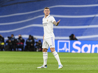Toni Kroos of Real Madrid Cf gestures during a match between Real Madrid v Cadiz CF as part of LaLiga in Madrid, Spain, on November 10, 2022...