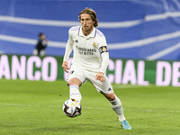 Luka Modric of Real Madrid Cf looks to pass the ball during a match between Real Madrid v Cadiz CF as part of LaLiga in Madrid, Spain, on No...