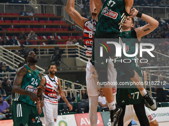 Mateusz Ponitka, #37 of Panathinaikos in action during the 2022/2023 Turkish Airlines EuroLeague Regular Season Round 7 match between Panath...
