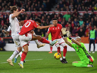 Morgan Gibbs-White of Nottingham Forest scores a goal to make it 1-0 during the Premier League match between Nottingham Forest and Crystal P...