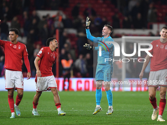 Nottingham Forest goalkeeper, Dean Henderson celebrates victory during the Premier League match between Nottingham Forest and Crystal Palace...