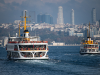 On 12 November 2022, maritime traffic was heavy on the Bosphorus Straits as cargo ships, fishing boats and passenger vessels transited the w...