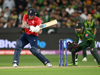 Ben Stokes of England bats during the Pakistan v England Mens T20 Cricket World Cup Final match at the Melbourne Cricket Ground on November...
