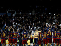  SPAIN, Madrid:Several player of FC Barcelona celebrates victory during the Spanish League 2015/16 match between Real Madrid and FC Barcelon...