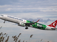 Airbus A321-231 of the company Turkish Airlines (Bio Fuel Livery), which uses ecological biofuel with 87 percent less greenhouse gases compa...