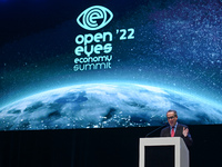 Ron Popper, CEO, Global Business Initiative on Human Rights, speaks in Krakow, during the Open Eyes Economy Summit 2022. 
On Tuesday, Novemb...