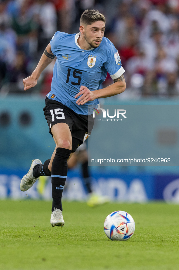 Federico Valverde  during the World Cup match between Uruguay v Korea Republic in Doha, Qatar, on November 24, 2022. 