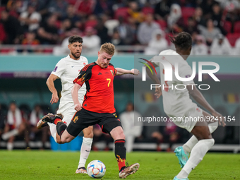(7) DE BRUYNE Kevin of Belgium team trying to score during FIFA World Cup Qatar 2022  Group F football match between Belgium and Canada at t...