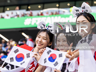 Korea fans during the World Cup match between Spain v Costa Rica, in Doha, Qatar, on November 23, 2022. (