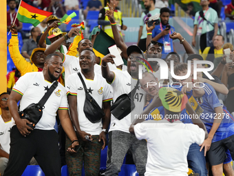 Ghana supporters during the FIFA World Cup Qatar 2022 Group H match between Portugal and Ghana at Stadium 974 on November 24, 2022 in Doha,...