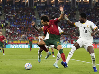 Joao Felix Second Striker of Portugal and Atletico de Madrid and Daniel Amartey Centre-Back of Ghana and Leicester City compete for the ball...