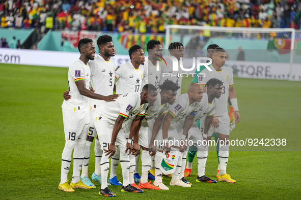 Ghana team during FIFA World Cup Qatar 2022  Group H football match between Portugal and Ghana at Stadium 974 in Doha on 24 November 2022.  