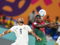 (14) WILLIAM CARVALHO of Portugal team battel on ball with (9) AYEW Jordan of Ghana team during FIFA World Cup Qatar 2022  Group H football...