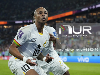 Andre Ayew Left Winger of Ghana and Al-Sadd SC celebrates after scoring his sides first goal during the FIFA World Cup Qatar 2022 Group H ma...