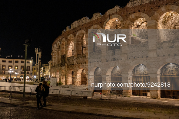 A general view of the Verona Arena in Verona, Italy, on November 24, 2022.  