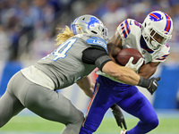 Buffalo Bills wide receiver Isaiah McKenzie (6) is tackled by Detroit Lions linebacker Alex Anzalone (34) during an NFL football game betwee...