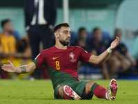 Bruno Fernandes Attacking Midfield of Portugal and Manchester United protest during the FIFA World Cup Qatar 2022 Group H match between Port...