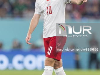 Christian Eriksen  during the World Cup match between France vs Denmark, in Doha, Qatar, on November 26, 2022. (