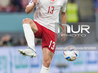 Rasmus Kristensen  during the World Cup match between France vs Denmark, in Doha, Qatar, on November 26, 2022. (