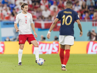 Joachim Andersen , Kylian Mbappe  during the World Cup match between France vs Denmark, in Doha, Qatar, on November 26, 2022. (