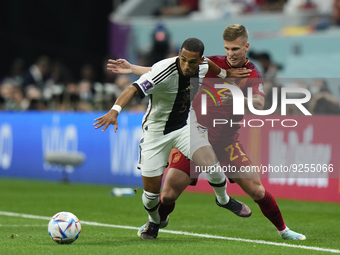 Dani Olmo attacking midfield of Spain and RB Leipzig and Thilo Kehrer Centre-Back of Germany and West Ham United compete for the ball during...