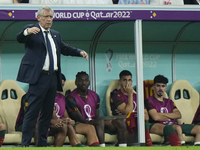 Fernando Santos head coach of Portugal gives instructions during the FIFA World Cup Qatar 2022 Group H match between Portugal and Uruguay at...