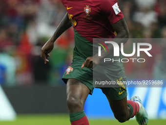 Rafael Leao left winger of Portugal and AC Milan runs with the ball during the FIFA World Cup Qatar 2022 Group H match between Portugal and...