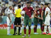Bruno Fernandes attacking midfield of Portugal and Manchester United before kick off the penalty foul during the FIFA World Cup Qatar 2022 G...