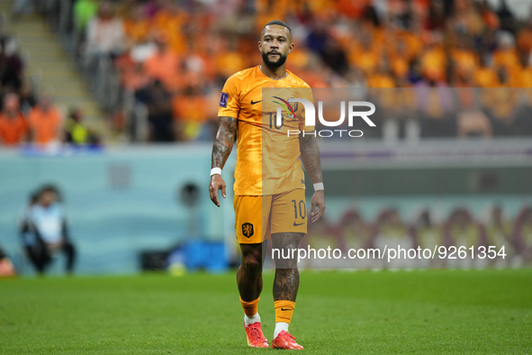 Memphis Depay centre-forward of Netherlands and FC Barcelona during the FIFA World Cup Qatar 2022 Group A match between Netherlands and Qata...