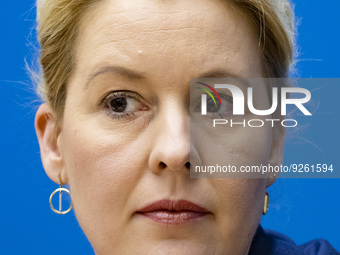 The Governing Mayor of Berlin Franziska Giffey is pictured during a press conference at the Red Townhall in Berlin, Germany on November 29,...