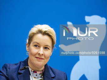 The Governing Mayor of Berlin Franziska Giffey is pictured during a press conference at the Red Townhall in Berlin, Germany on November 29,...