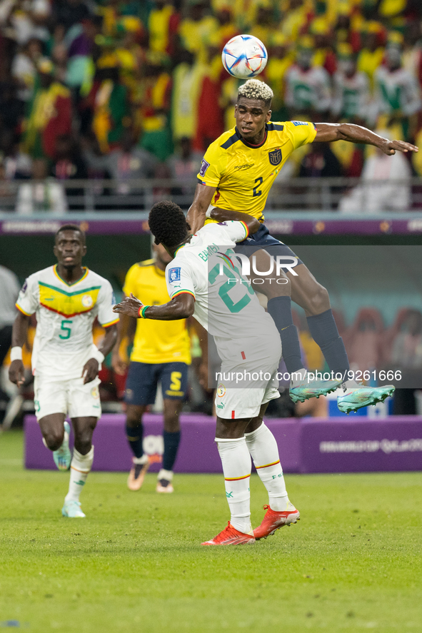 Bamba Dieng , Felix Torres  during the World Cup match between Ecuador vs Senegal in Doha, Qatar, on November 29, 2022. 