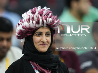 Qatar supporter during the FIFA World Cup Qatar 2022 Group A match between Netherlands and Qatar at Al Bayt Stadium on November 29, 2022 in...