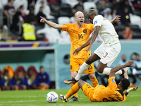 Abdelkarim Hassan left-back of Qatar and Al-Sadd SC during the FIFA World Cup Qatar 2022 Group A match between Netherlands and Qatar at Al B...