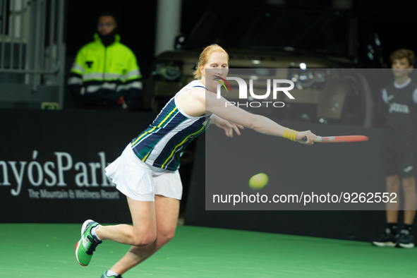 Alison van Uytvanck of Belgium in action against Yanina Wickmayer of Belgium during the Credit Andorra Open Women's Tennis Association (WTA)...