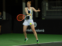Alison van Uytvanck of Belgium in action against Yanina Wickmayer of Belgium during the Credit Andorra Open Women's Tennis Association (WTA)...