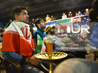 Supporters of Hezbollah and fans of the Iranian national team watched the World Cup match between Iran-American match in the southern suburb...