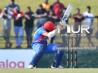 Afghanistan's Hashmatullah Shahidi during the final one-day international cricket match between Sri Lanka and Afghanistan at the Pallekele I...