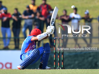 Afghanistan's Hashmatullah Shahidi during the final one-day international cricket match between Sri Lanka and Afghanistan at the Pallekele I...